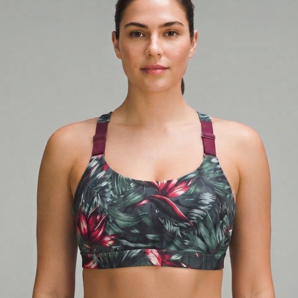 Lole Sport Bra Womens XL Tropical Floral Multiway Adjustable Straps Yoga Gym